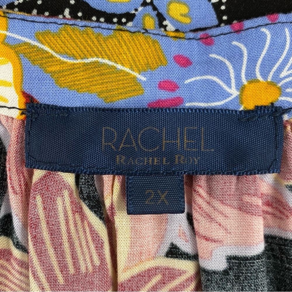 Rachel Rachel Roy Floral Hawaiian Tropical Print Flutter Sleeve V-Neck Blouse - Picture 15 of 16